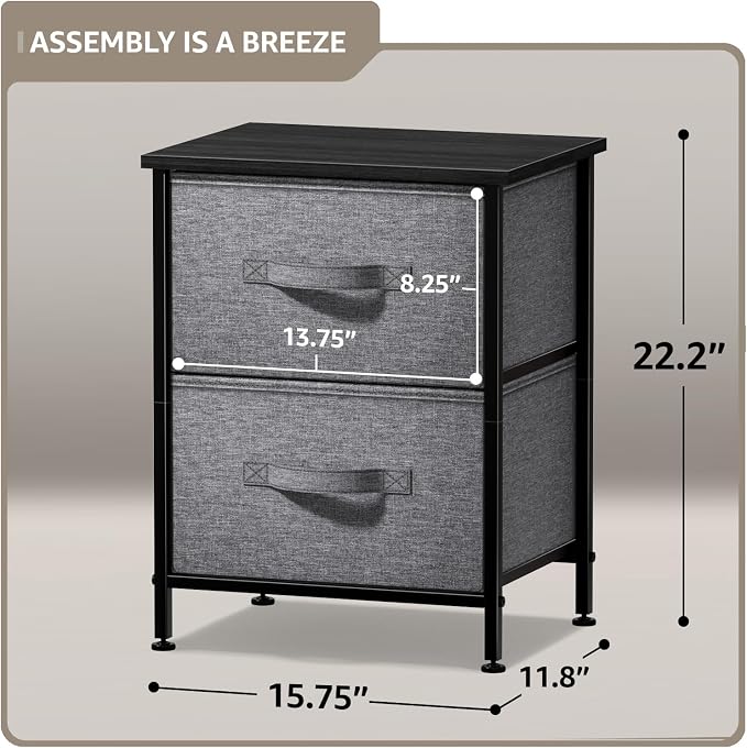 Sorbus Nightstand with 2 Drawers - Image 3