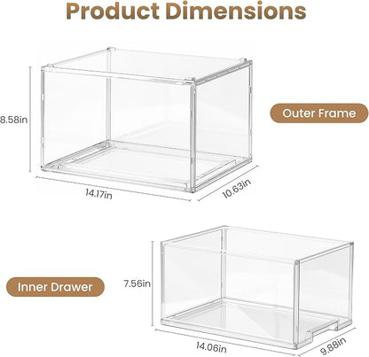 Large Clear Stackable Storage Drawers, 1 Pack Acrylic Organizer Bins - Image 3
