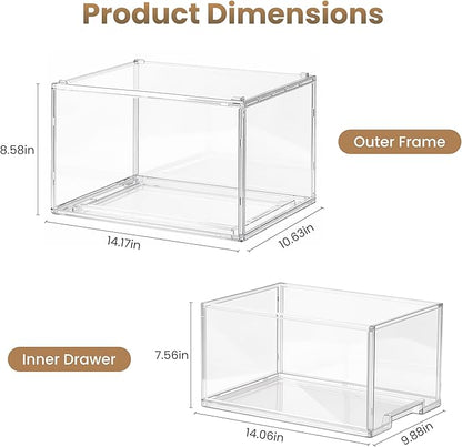 Large Clear Stackable Storage Drawers, 3 Pack Acrylic Organizer Bins - Image 3