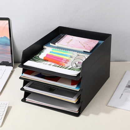 6 Pcs Stackable Paper Trays Rectangular Plastic Desk Holder Desktop Document - Image 7