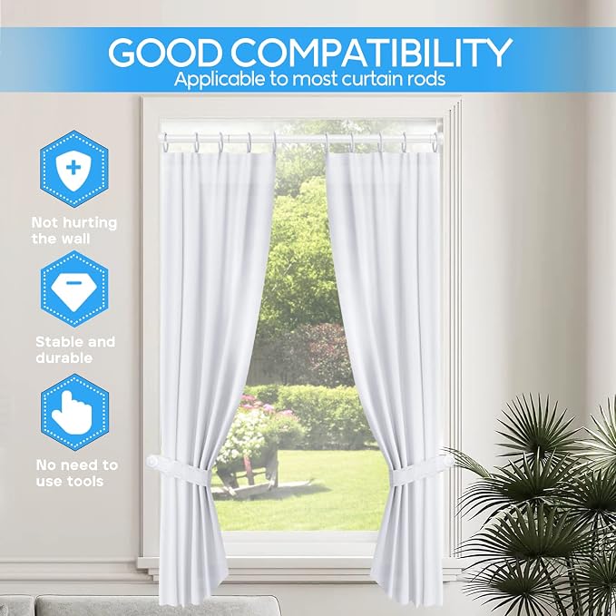 Tension Curtain Rod White Tension Rod 2pcs Spring Curtain Rod Non Slip Tension - Image 3