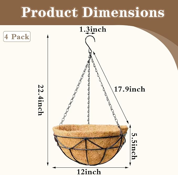 EIMQUVW 4 Pack Hanging Planters - Image 4