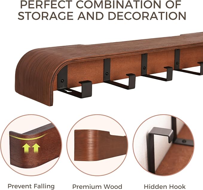 Wall Coat Rack Floating Shelves Modern Coat Rack Wall Mount - Image 5