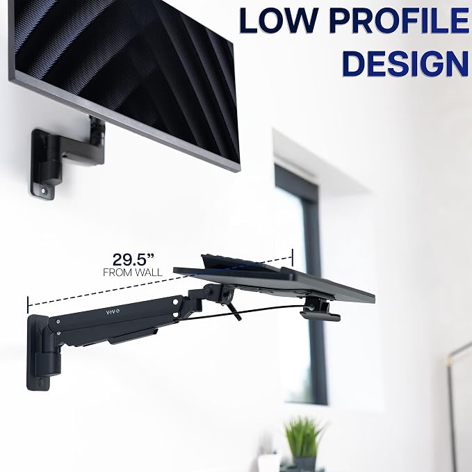 VIVO Sit-Stand 24 Inch Pneumatic Spring Keyboard and Mouse Tray Wall Mount - Image 3