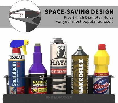 UNITEDPOWER 5 Aerosol Spray Can Holder, Paint Bottle Storage Rack, Steel Wall - Image 3