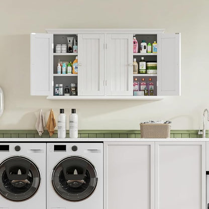 ChooChoo Laundry Cabinet with 4 Doors and Adjustable Shelves | 9.06"D x 40.9"W - Image 4