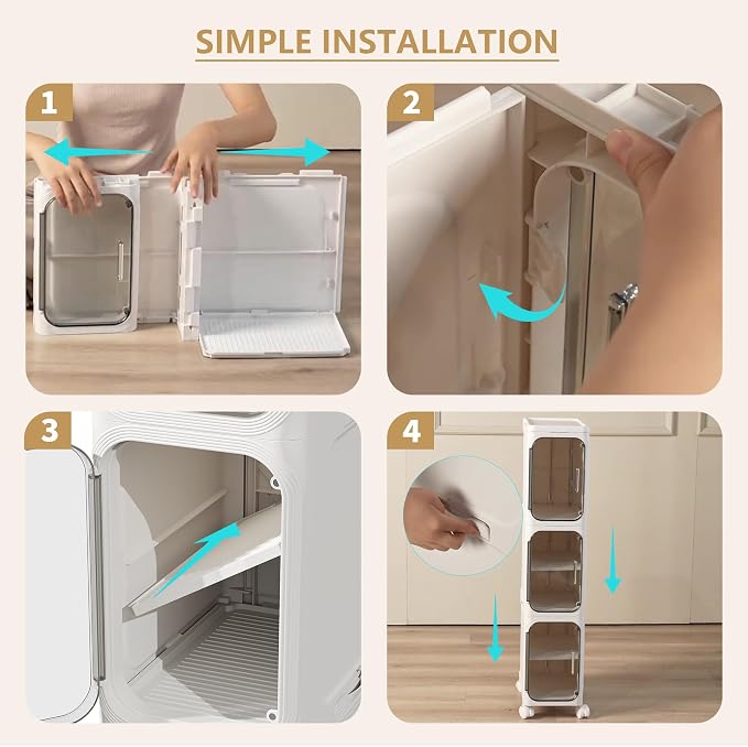4-Tier Tall Narrow Storage Cabinet, Slim Bathroom Storage Cabinet - Image 7