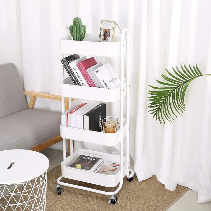 Melody House 4-Tier Metal Mesh Utility Rolling Cart Storage Organizer Shelf Rack - Image 3