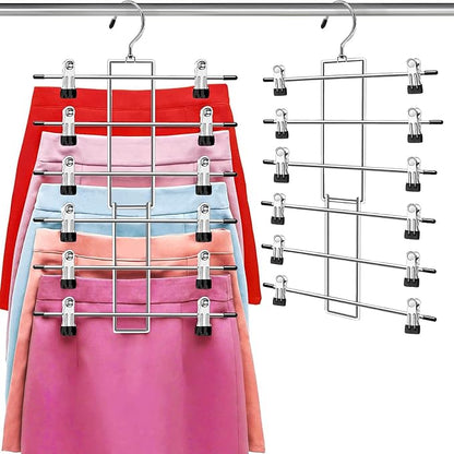 Pants Hangers with Clips, Space Saving Hanging Closet Organizer-6 Tiers Skirt by Lumigens