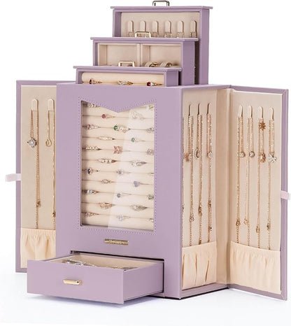 Homde Jewelry Organizer with Transparent Window Necklace Hooks Gift by Homde