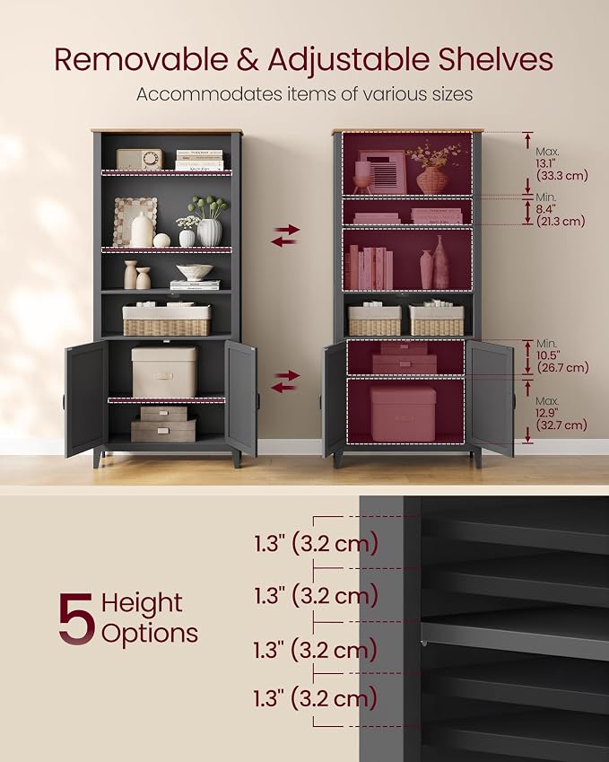 VASAGLE Liry Collection Farmhouse Bookshelf, 6-Tier Bookcase - Image 2