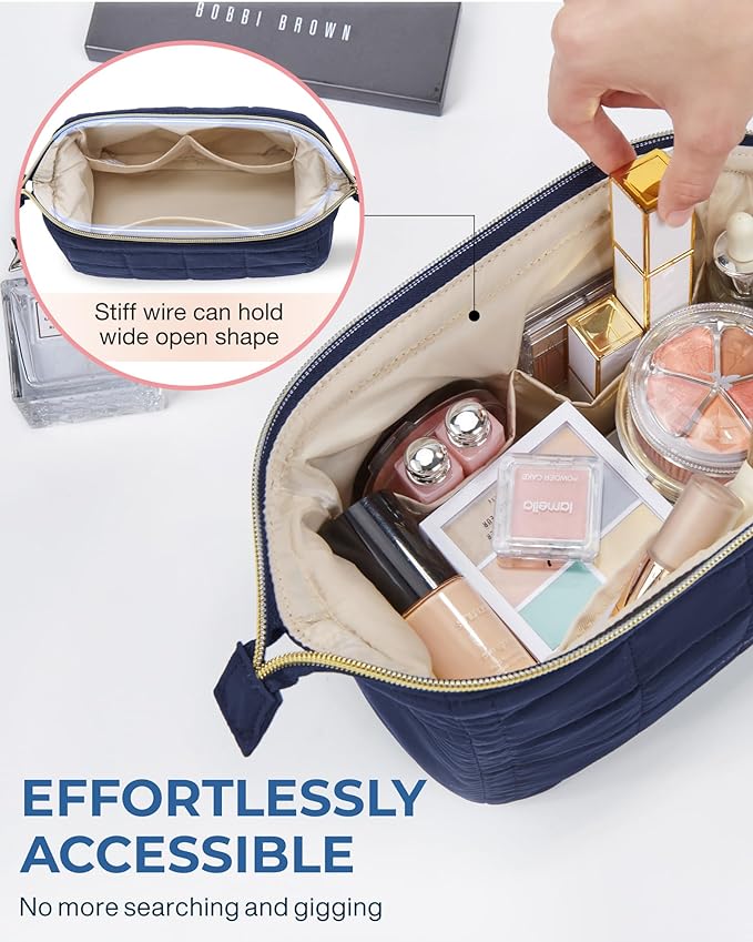 BAGSMART Makeup Bag Travel Toiletry Bag, Puffy Padded Make Up Bags - Image 4
