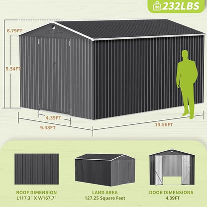 Metal Storage Shed, Outdoor Storage Building 10x14, Large Backyard Sheds - Image 2
