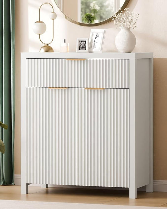 Lulive Fluted Buffet Cabinet for Kitchen, 28.3" Sideboard Cabinet White | by Lulive