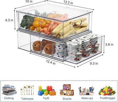 Fridge Drawer Pull Out Stackable Bins, Fridge Organizer Storage - Image 2