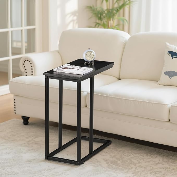 VECELO C Shaped End Side Table for Sofa Couch and Bed Snack TV Tray for Living - Image 6