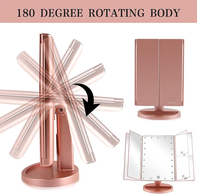 Tri-fold Lighted Vanity Makeup Mirror - Image 5
