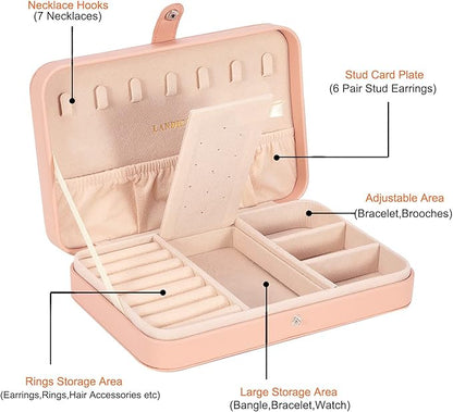 LANDICI Small Jewelry Box for Women Girls, PU Leather Travel Jewelry Case - Image 3