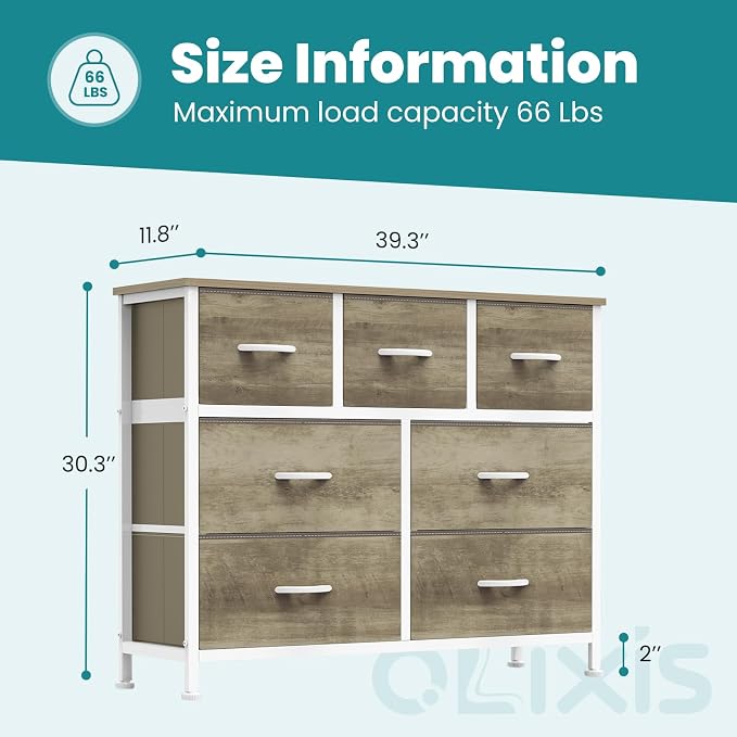 OLIXIS 7 Drawers Fabric Dresser - Image 4