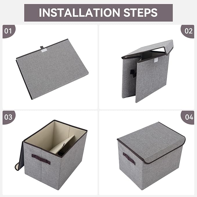 Linen Fabric Foldable Storage Cube Bin Organizer Basket - Image 8