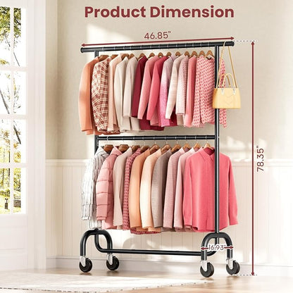 Heavy Duty Clothes Rack Load 600 LBS, Rolling Clothing Rack - Image 2