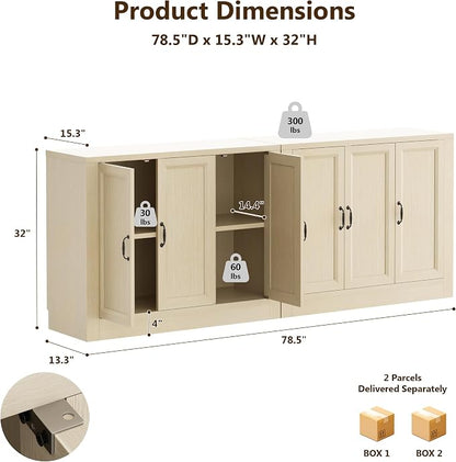 78.5" W Modern Buffet Cabinet, Modular Sideboard Cabinet - Image 2