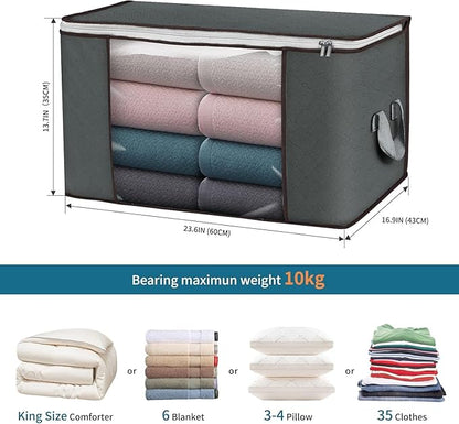Large Storage Bags, 3 Pack Clothes Storage Bins Foldable Closet Organizers - Image 2
