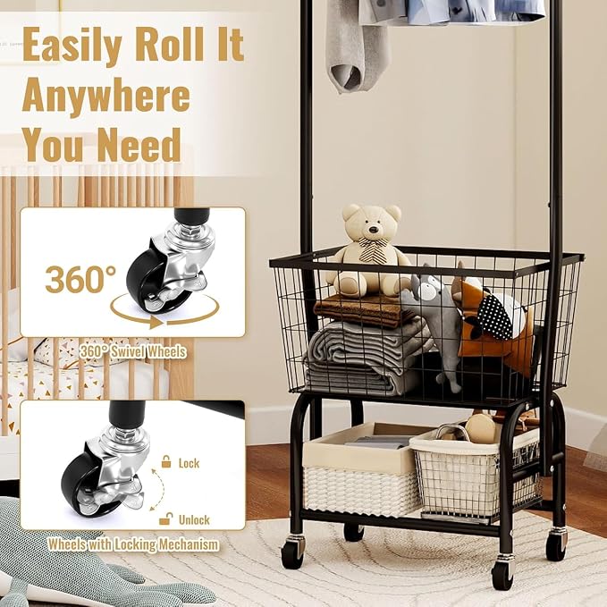 ALIMORDEN Rolling Laundry Cart - Image 5