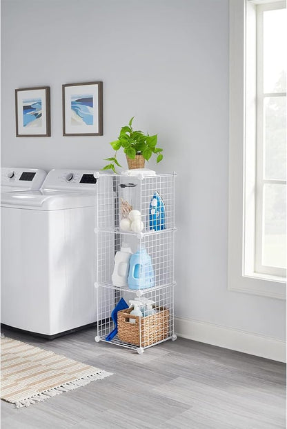 Rubbermaid 3 Piece Storage Wire Stackable Cube Set Easy Assemble White - Image 5
