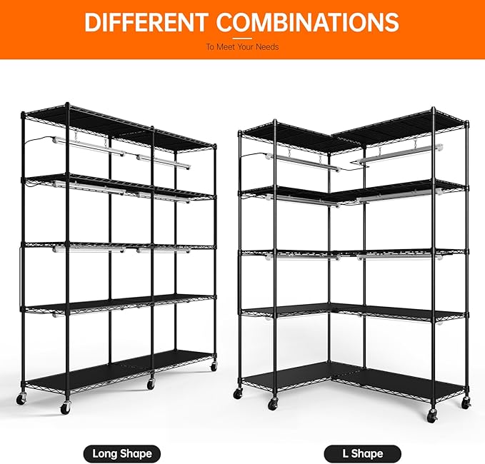 Bstrip 5-Tier Plant Shelf with Grow Light, Large L-Shaped or Long Shape Indoor - Image 4
