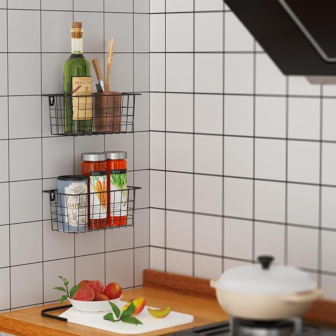 MaraFansie Hanging Kitchen Baskets Wire Storage Basket Adhesive and Screws - Image 6