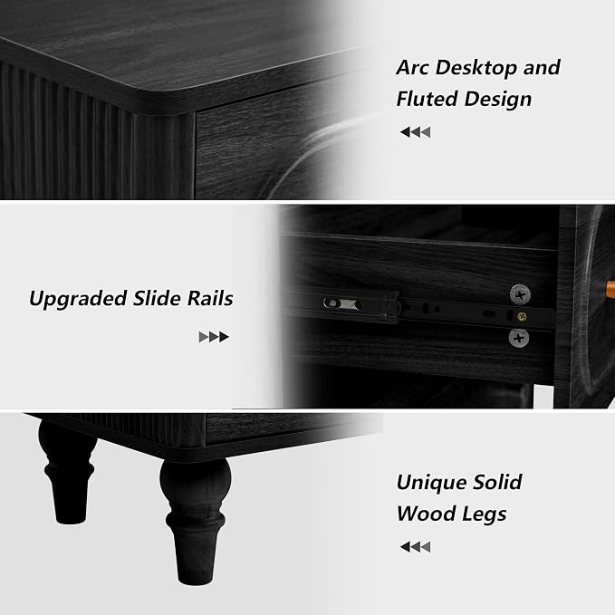 ORRD 5 Drawer Fluted Dresser for Bedroom Set of 2, Mid Century Modern Chest of - Image 5