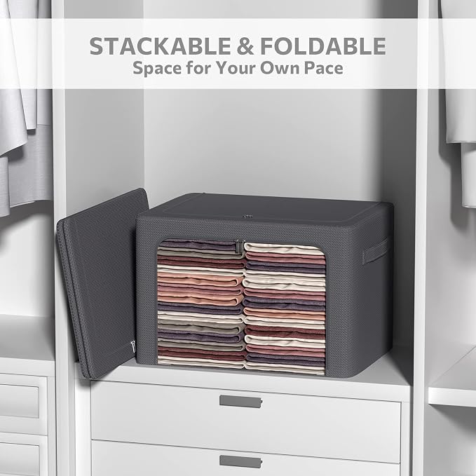 CYhom 3Pack Stackable Clothes Storage Bins - Image 2