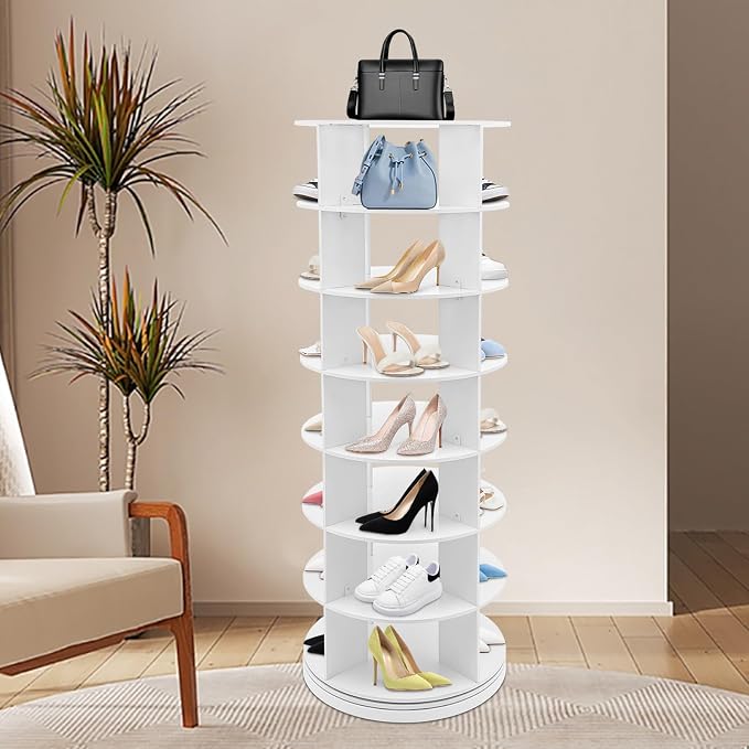Rotating Shoe Rack Tower, 7-Tier Free Standing Spinning Shoe Organizer 360° - Image 2