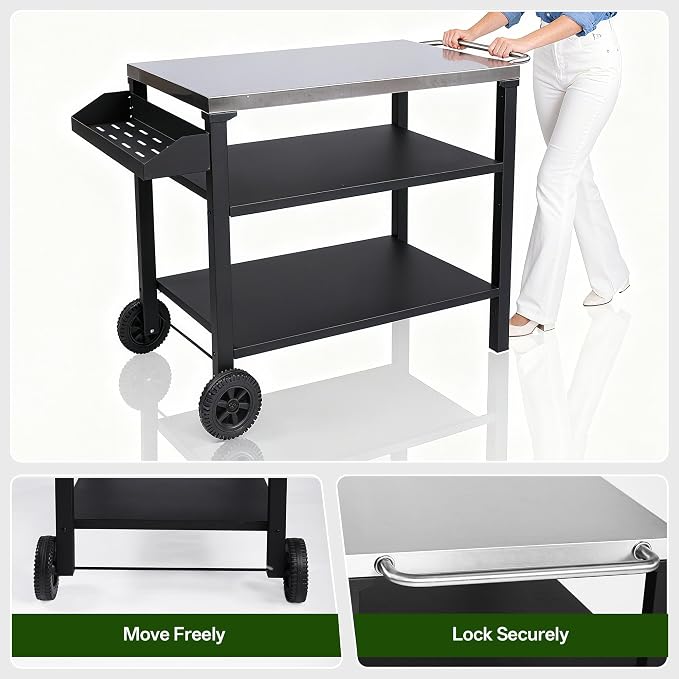 Endark Grill Cart, Grill Table, Outdoor Kitchen Rolling Dining Table, Outdoor - Image 8