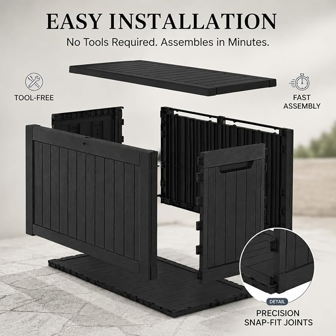 200 Gallon Outdoor Storage Box Resin Deck Box All Weather Waterproof Large - Image 4