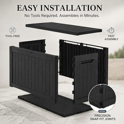 270 Gallon Outdoor Storage Box Resin Deck Box All Weather Waterproof Large - Image 4