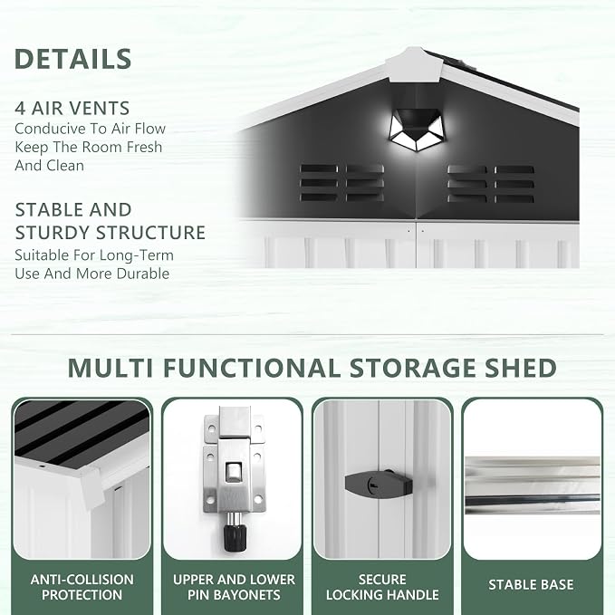 Metal Storage Shed, 10x8 Outdoor Storage Building, Large Backyard Sheds - Image 4