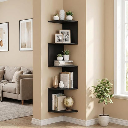 No-Drill Corner Shelf Wall Mount, 5-Tier Floating Corner Bookshelf - Image 8