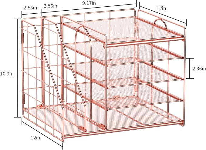 Marbrasse Desk Organizer with File Holder, 5-Tier Paper Letter Tray, Mesh Desk - Image 6