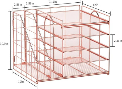 Marbrasse Desk Organizer with File Holder, 5-Tier Paper Letter Tray, Mesh Desk - Image 6