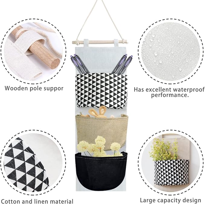 FuninCrea Hanging Storage Bag, 3-Layer Practical Wall Hanging Storage Bag - Image 3