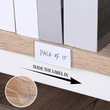 Containlol 15 Pieces Clear Shelf Label Holders Moveable Shelves Tags Moveable - Image 5