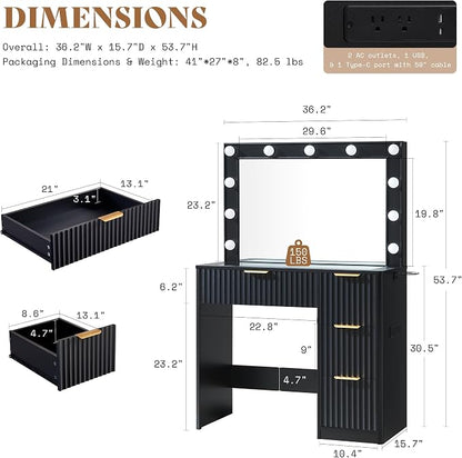 AMERLIFE 36.2" Fluted Vanity Desk - Image 3