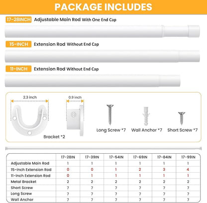 Closet Rods for Hanging Clothes, 17-99 Inch No-Cut Stepless Adjustable Closet - Image 4