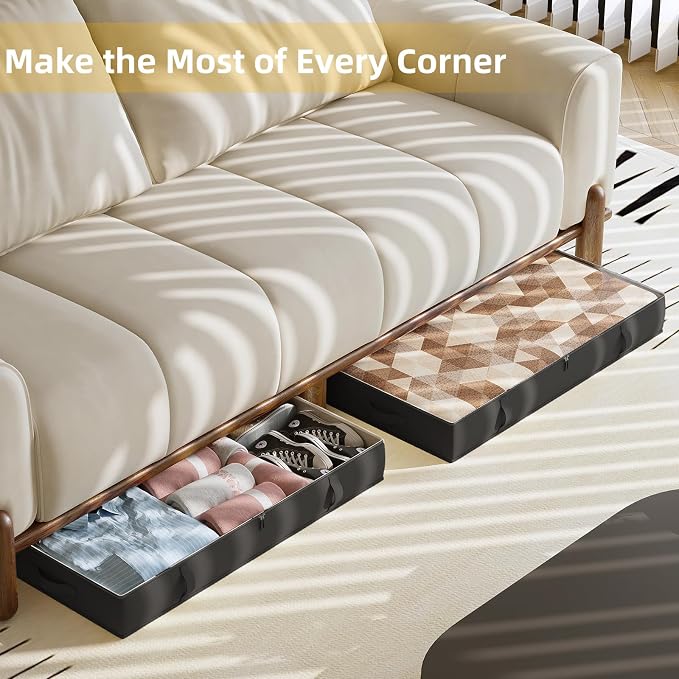 2-Pack Under Bed Storage, 6 Inches Tall Closet Organizers and Storage Bins - Image 7