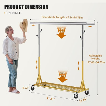 Rolling Clothes Rack Load 530lbs, Heavy Duty Garment Rack - Image 7