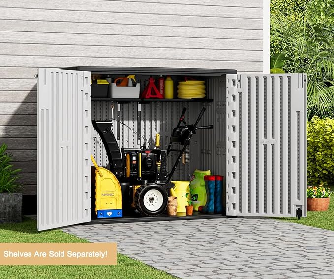 KINYING Outdoor Horizontal Storage Sheds, 37 Cu.ft Outdoor Storage Cabinet - Image 5