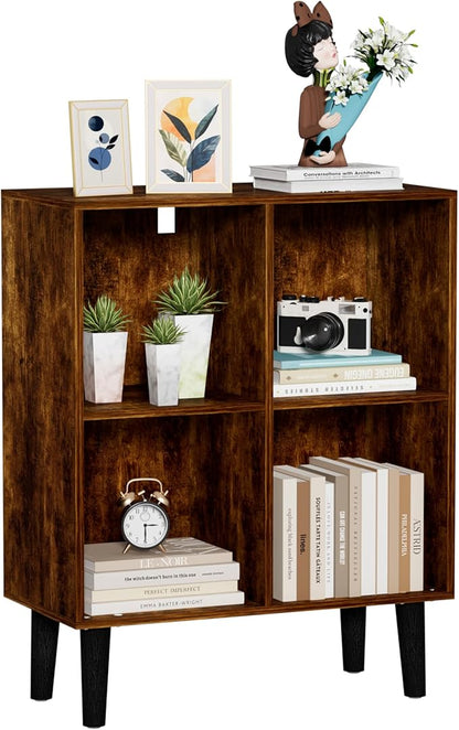 4 Cube Bookcase, Wooden Book Shelf Cube Storage Organizer by Nestwise