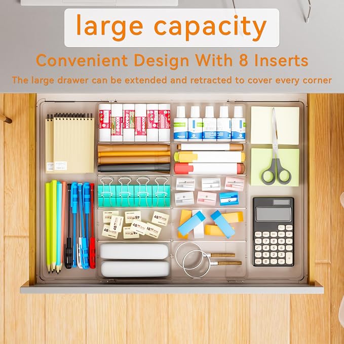 Yieach Large Expandable Desk Drawer Organizer Tray - Image 4